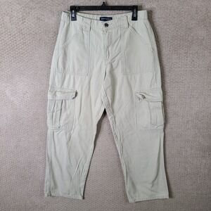 Aeropostale‎ Pants Womens Medium Beige Twill Mid Rise Straight Leg Cargo Cotton